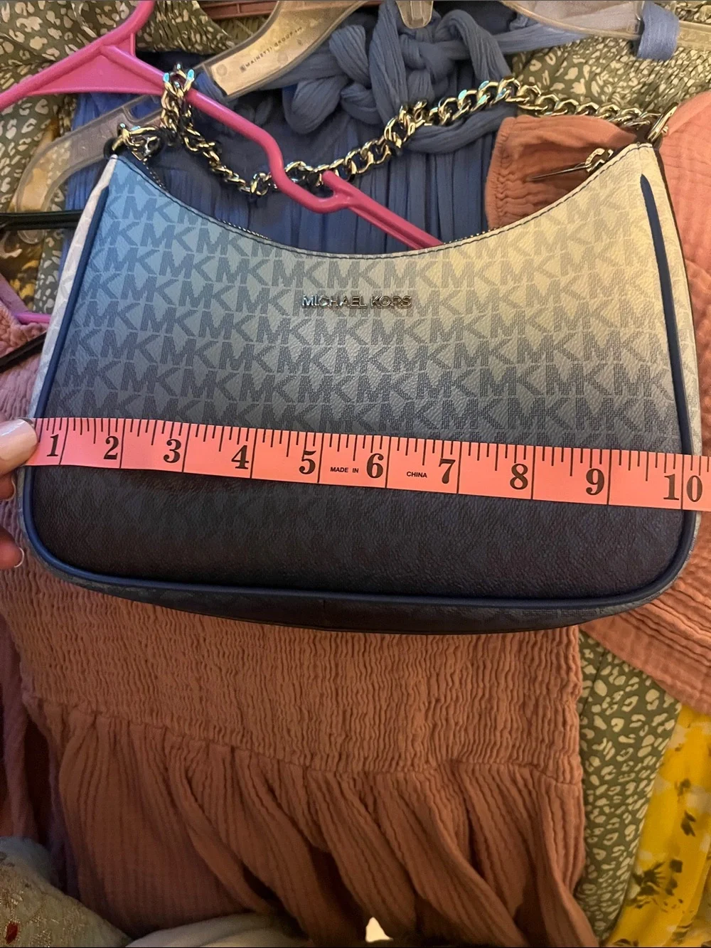 NWOT Michael Kors Blue Ombre MK Logo Shoulder Bag